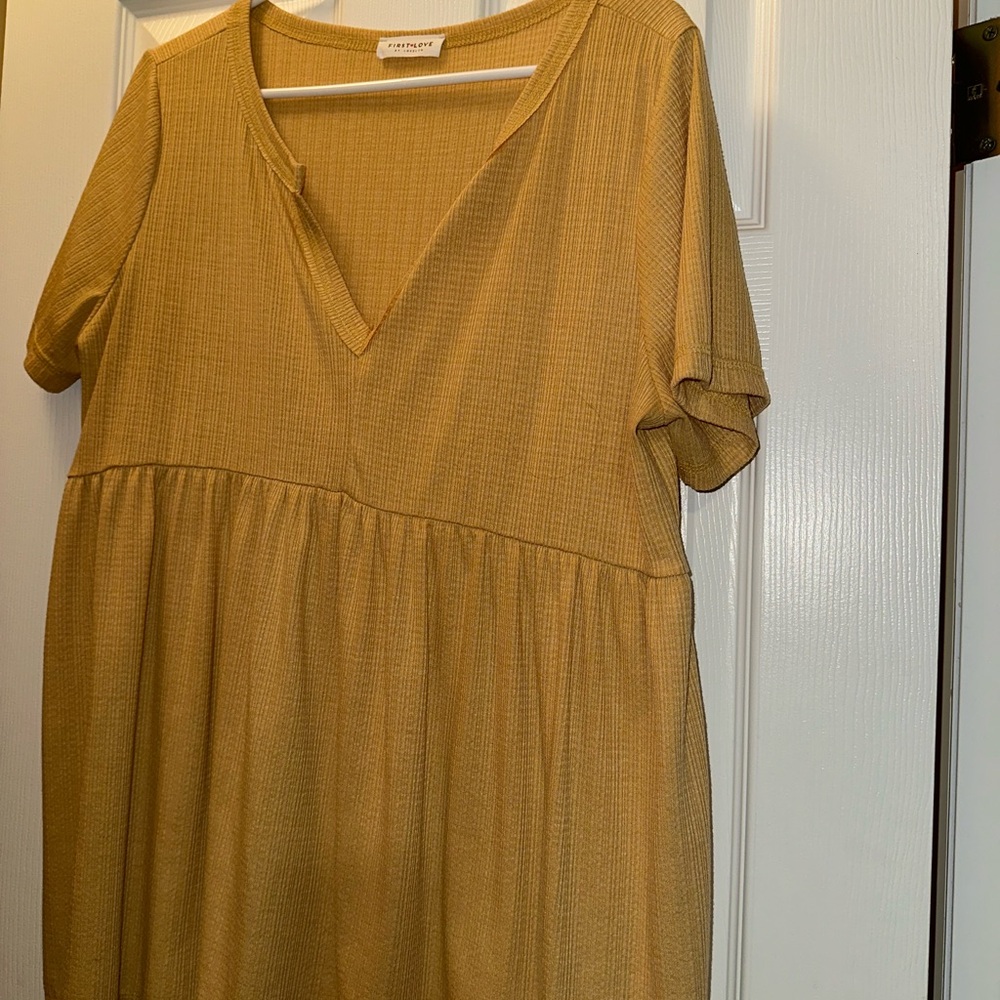 First Love Mustard V-Neck Blouse